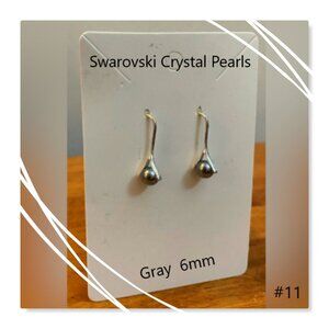 #11 Swarovski Grey Crystal Pearl earrings NEW